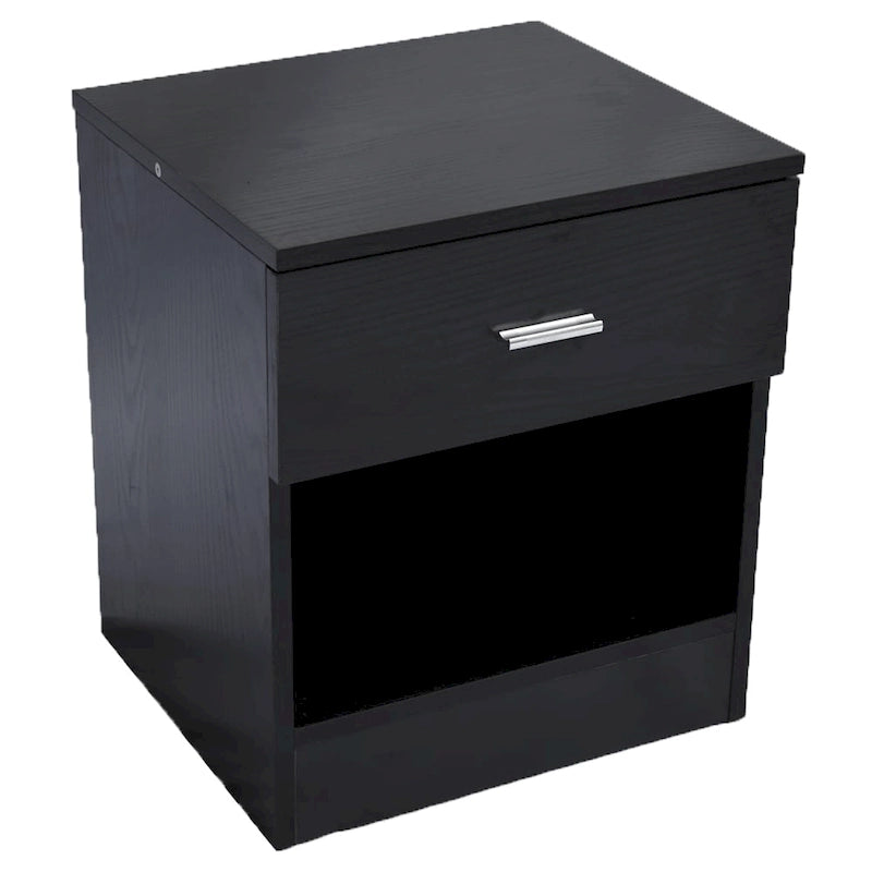 Table de chevet blanche/noire à 1 tiroir avec poignée en métal – Style moderne, usage unique