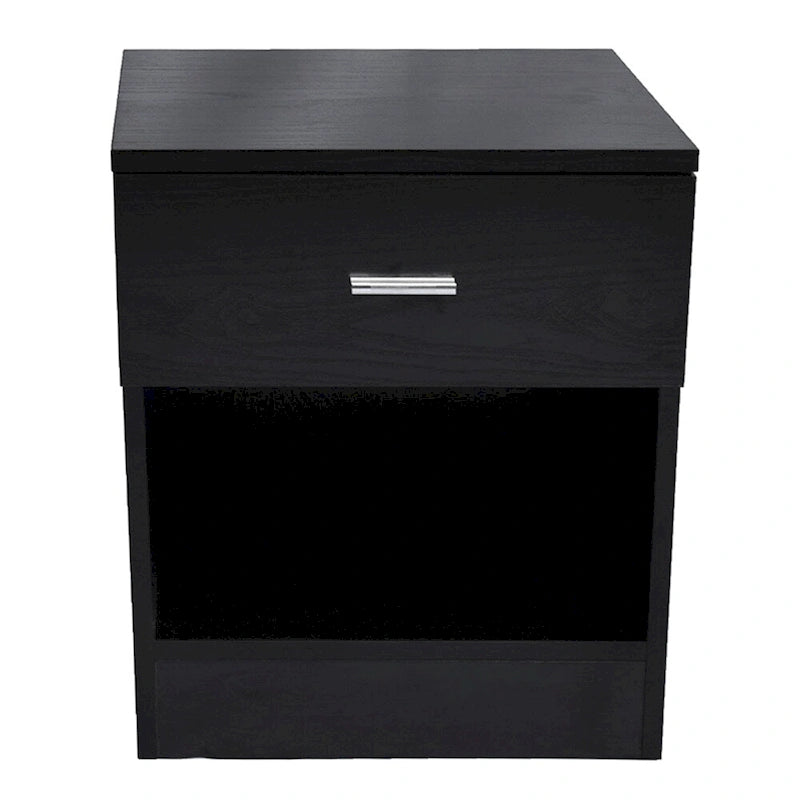 Table de chevet blanche/noire à 1 tiroir avec poignée en métal – Style moderne, usage unique