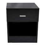 Table de chevet blanche/noire à 1 tiroir avec poignée en métal – Style moderne, usage unique