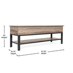 Banc de rangement relevable rustique en chêne/noyer/gris avec étagère inférieure – Style rustique, pour 1 à 2 personnes