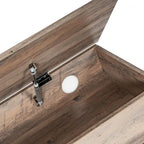 Banc de rangement relevable rustique en chêne/noyer/gris avec étagère inférieure – Style rustique, pour 1 à 2 personnes