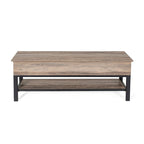 Banc de rangement relevable rustique en chêne/noyer/gris avec étagère inférieure – Style rustique, pour 1 à 2 personnes