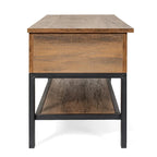 Banc de rangement relevable rustique en chêne/noyer/gris avec étagère inférieure – Style rustique, pour 1 à 2 personnes