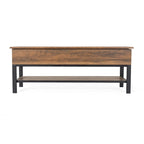 Banc de rangement relevable rustique en chêne/noyer/gris avec étagère inférieure – Style rustique, pour 1 à 2 personnes