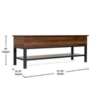 Banc de rangement relevable rustique en chêne/noyer/gris avec étagère inférieure – Style rustique, pour 1 à 2 personnes