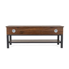 Banc de rangement relevable rustique en chêne/noyer/gris avec étagère inférieure – Style rustique, pour 1 à 2 personnes