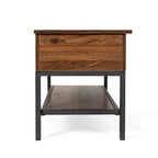 Banc de rangement relevable rustique en chêne/noyer/gris avec étagère inférieure – Style rustique, pour 1 à 2 personnes