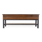 Banc de rangement relevable rustique en chêne/noyer/gris avec étagère inférieure – Style rustique, pour 1 à 2 personnes