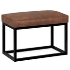Banc ottoman rectangulaire en similicuir marron vieilli – Style industriel, 1 à 2 personnes