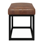 Banc ottoman rectangulaire en similicuir marron vieilli – Style industriel, 1 à 2 personnes