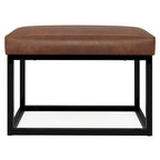 Banc ottoman rectangulaire en similicuir marron vieilli – Style industriel, 1 à 2 personnes