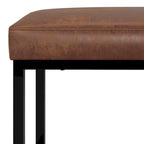 Banc ottoman rectangulaire en similicuir marron vieilli – Style industriel, 1 à 2 personnes