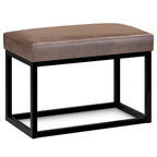 Banc ottoman rectangulaire en similicuir marron vieilli – Style industriel, 1 à 2 personnes