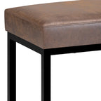 Banc ottoman rectangulaire en similicuir marron vieilli – Style industriel, 1 à 2 personnes
