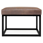 Banc ottoman rectangulaire en similicuir marron vieilli – Style industriel, 1 à 2 personnes