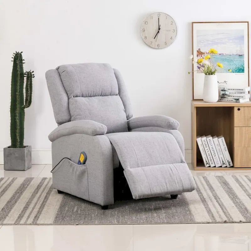Fauteuil inclinable massant en tissu gris – Style moderne, 1 personne