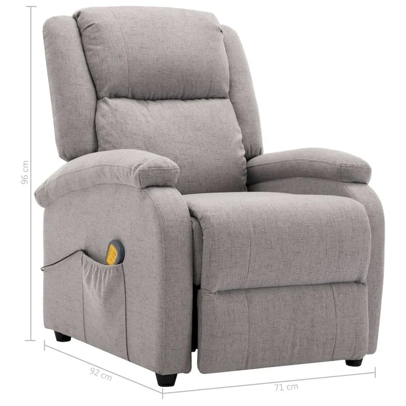 Fauteuil inclinable massant en tissu gris – Style moderne, 1 personne