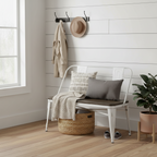 Banc en Bambou Marron avec Cadre Métallique – Style Ferme Industrielle, 2 Places