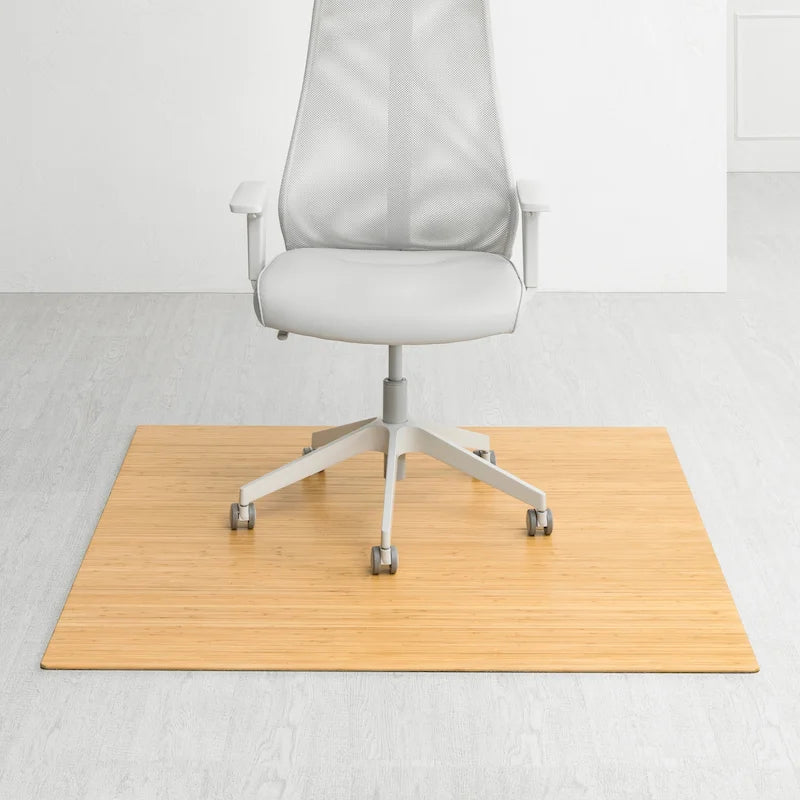 Tapis de chaise de bureau rectangulaire en bambou naturel/cerisier avec envers antidérapant – 152 cm x 122 cm