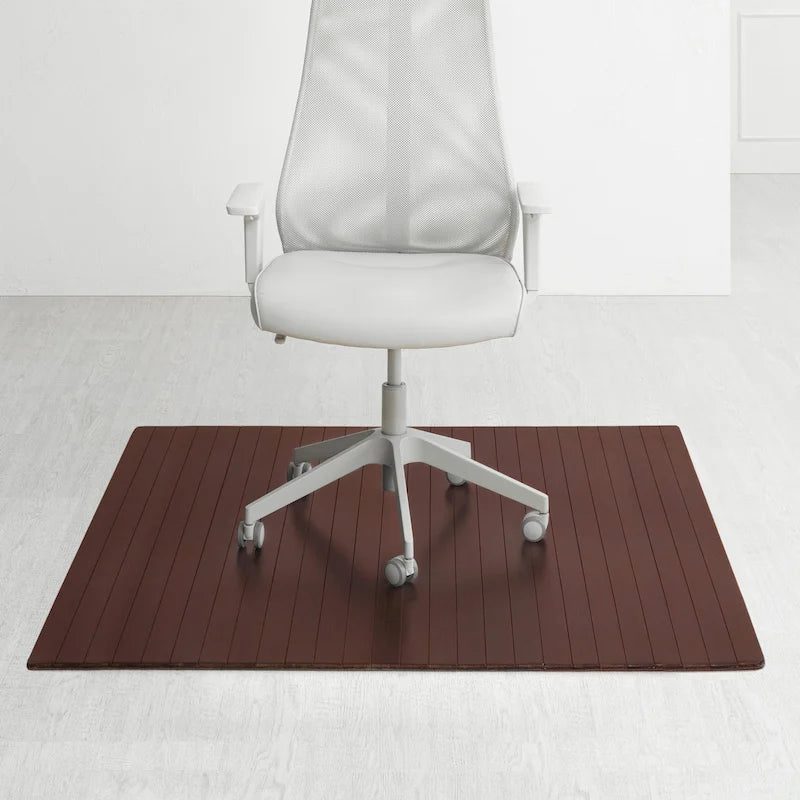 Tapis de chaise de bureau rectangulaire en bambou naturel/cerisier avec envers antidérapant – 152 cm x 122 cm