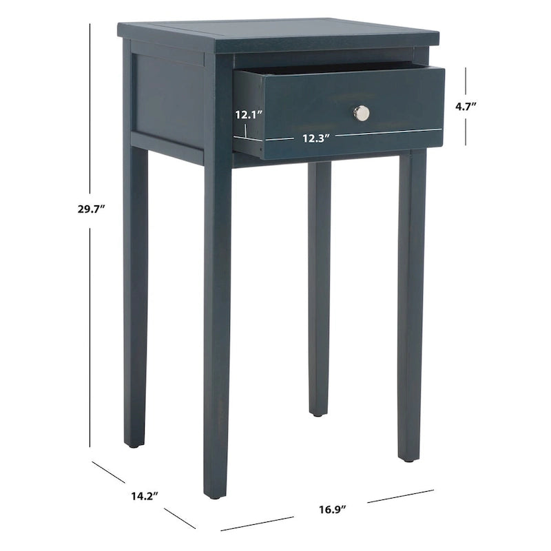 Table d'appoint individuelle en bois d'orme vert sarcelle foncé / gris cendré / bouleau blanc / blanc / marron