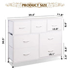 Commode à 7 tiroirs en tissu blanc / marron rustique – Style moderne, usage familial