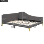 Lit de repos en lin gris/beige avec tête de lit et accoudoir – Style moderne, pour 1 personne