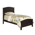 Lit jumeau à panneaux noir/bois de cerisier – Style classique, pour 1 personne
