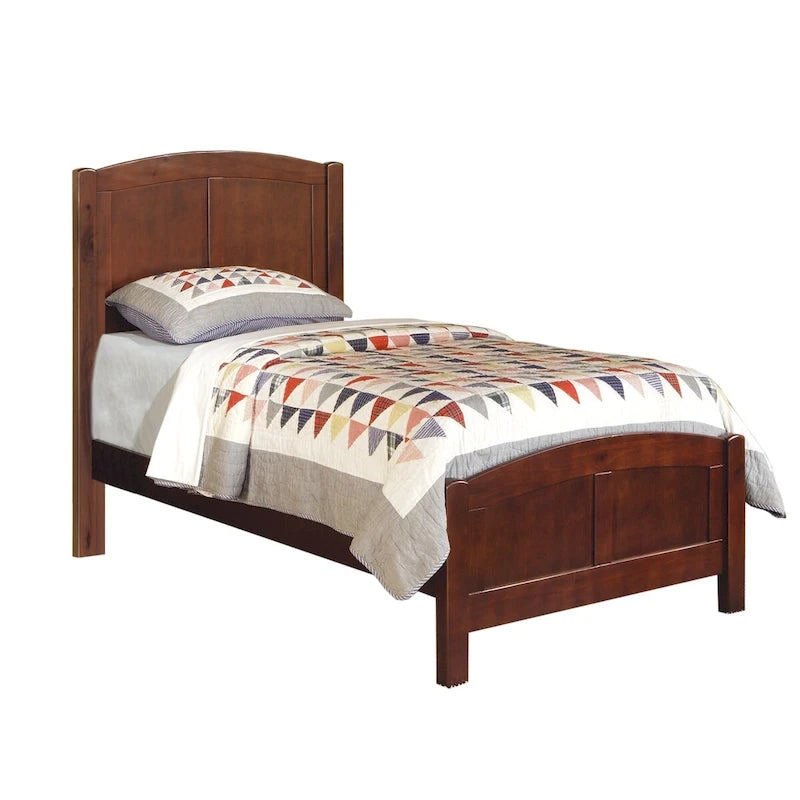 Lit jumeau à panneaux noir/bois de cerisier – Style classique, pour 1 personne