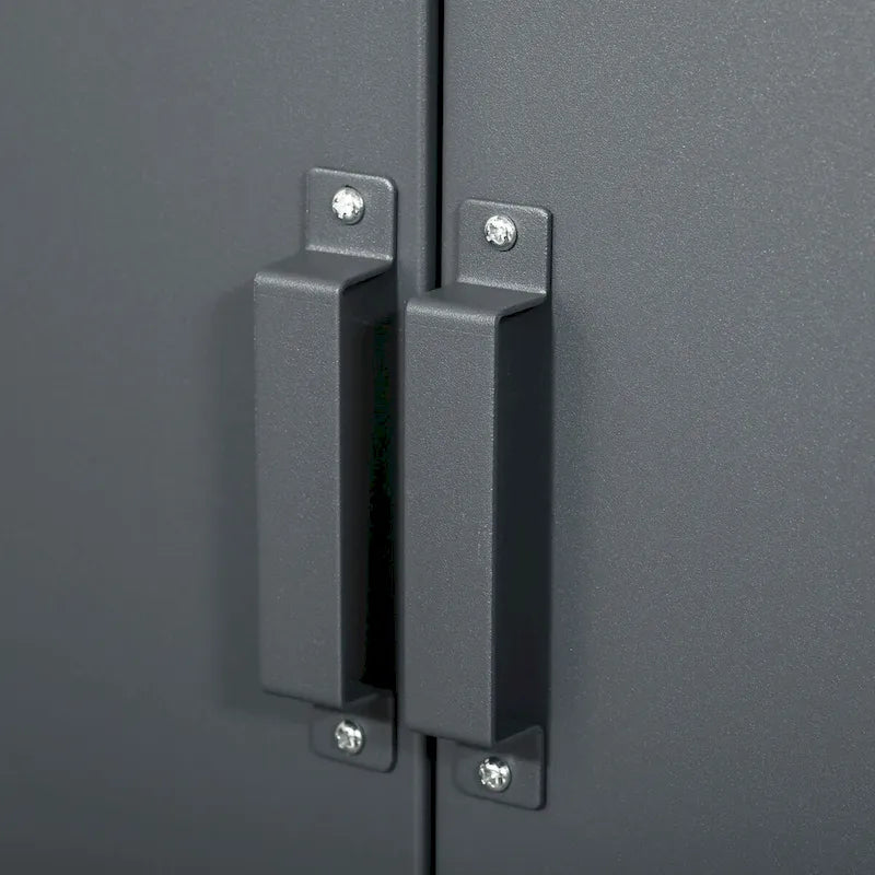 Armoire de rangement industrielle grise en acier à 2 portes avec étagères réglables et portes persiennes – Unité individuelle