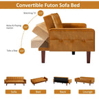 Canapé-lit convertible futon en similicuir noir/blanc/marron avec dossier réglable – 2 places