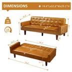Canapé-lit convertible futon en similicuir noir/blanc/marron avec dossier réglable – 2 places