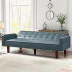Canapé-lit convertible futon en similicuir noir/blanc/marron avec dossier réglable – 2 places