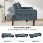 Canapé-lit convertible futon en similicuir noir/blanc/marron avec dossier réglable – 2 places
