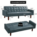 Canapé-lit convertible futon en similicuir noir/blanc/marron avec dossier réglable – 2 places