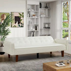 Canapé-lit convertible futon en similicuir noir/blanc/marron avec dossier réglable – 2 places