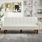 Canapé-lit convertible futon en similicuir noir/blanc/marron avec dossier réglable – 2 places