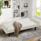 Canapé-lit convertible futon en similicuir noir/blanc/marron avec dossier réglable – 2 places