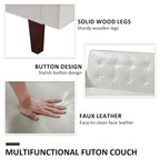 Canapé-lit convertible futon en similicuir noir/blanc/marron avec dossier réglable – 2 places