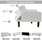 Canapé-lit convertible futon en similicuir noir/blanc/marron avec dossier réglable – 2 places