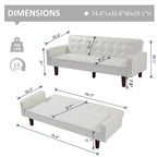 Canapé-lit convertible futon en similicuir noir/blanc/marron avec dossier réglable – 2 places