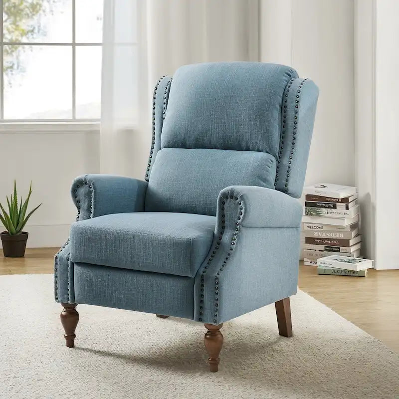 Fauteuil inclinable manuel à oreilles – Anthracite / Avoine / Bleu / Gris / Ivoire – Style traditionnel, 1 personne