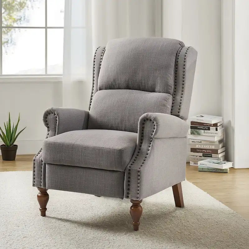 Fauteuil inclinable manuel à oreilles – Anthracite / Avoine / Bleu / Gris / Ivoire – Style traditionnel, 1 personne