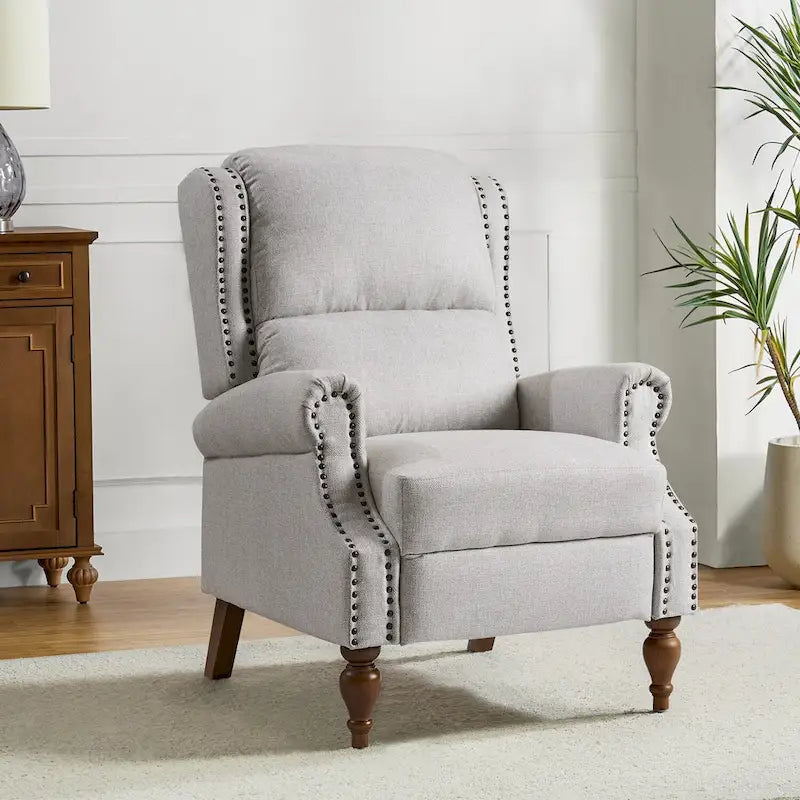 Fauteuil inclinable manuel à oreilles – Anthracite / Avoine / Bleu / Gris / Ivoire – Style traditionnel, 1 personne