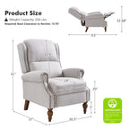 Fauteuil inclinable manuel à oreilles – Anthracite / Avoine / Bleu / Gris / Ivoire – Style traditionnel, 1 personne
