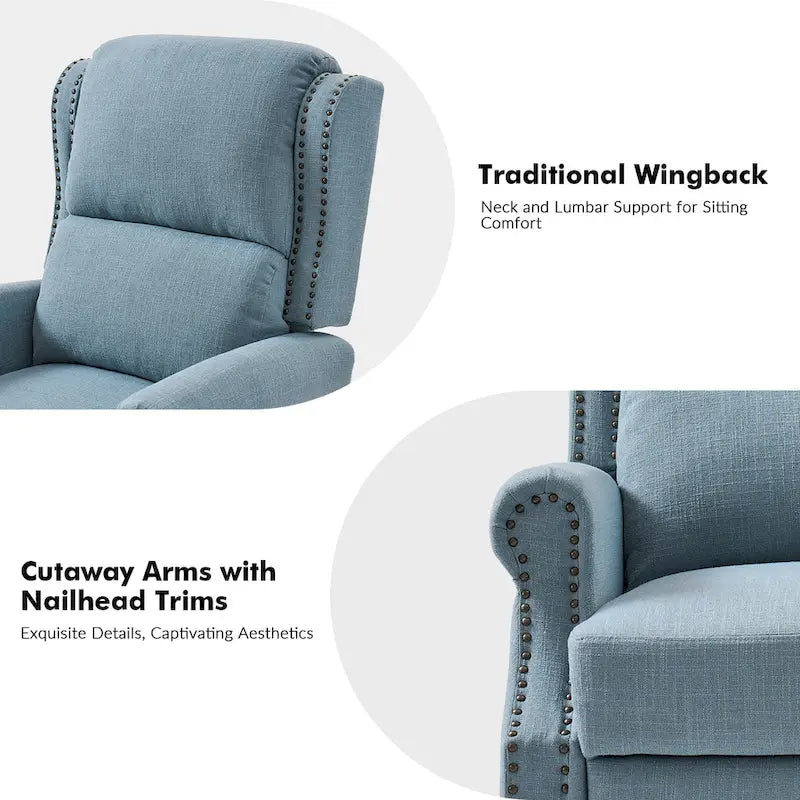 Fauteuil inclinable manuel à oreilles – Anthracite / Avoine / Bleu / Gris / Ivoire – Style traditionnel, 1 personne