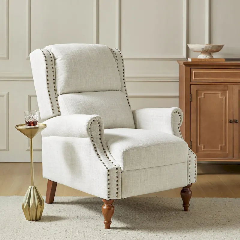 Fauteuil inclinable manuel à oreilles – Anthracite / Avoine / Bleu / Gris / Ivoire – Style traditionnel, 1 personne