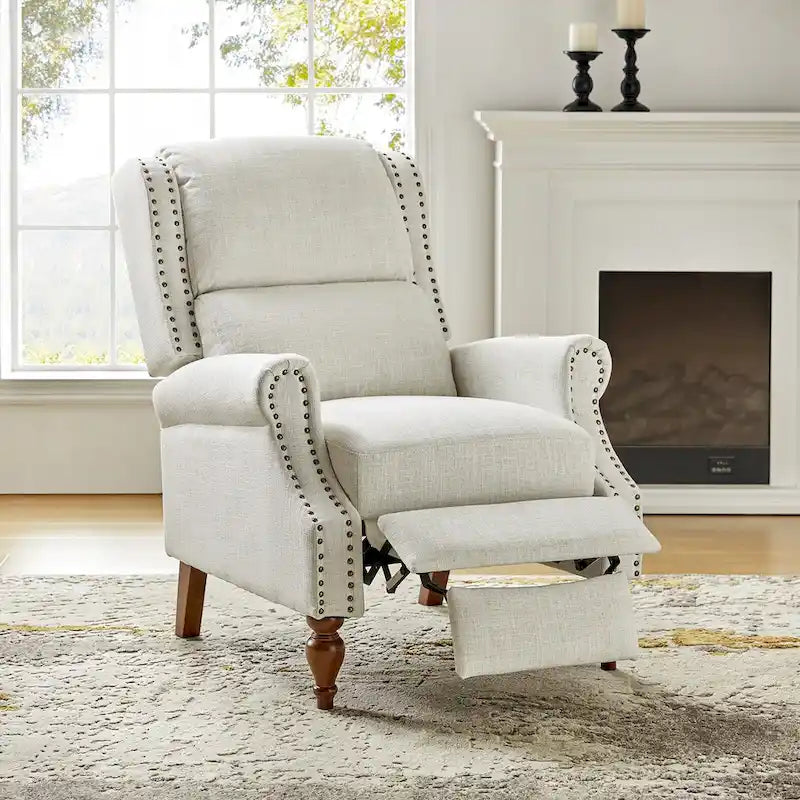 Fauteuil inclinable manuel à oreilles – Anthracite / Avoine / Bleu / Gris / Ivoire – Style traditionnel, 1 personne