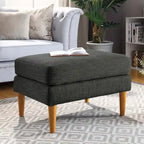 Pouf en tissu bleu foncé/gris anthracite – Style Mid-Century, pour 1 à 2 personnes