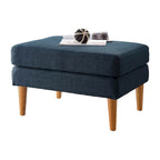 Pouf en tissu bleu foncé/gris anthracite – Style Mid-Century, pour 1 à 2 personnes